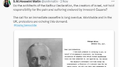 Do the architects of the Balfour Declaration, not hold responsibility for the pain and suffering endured by innocent Gazans?